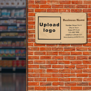 Business Brand on Light Brown Rectangle Banner