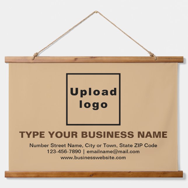 Business Brand on Light Brown Rectangle Hanging Tapestry (Front)