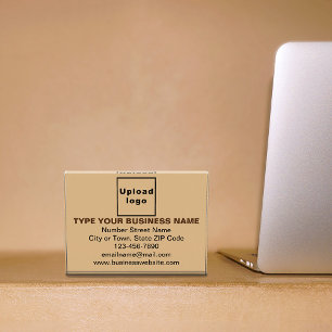 Business Brand on Light Brown Rectangle Photo Block
