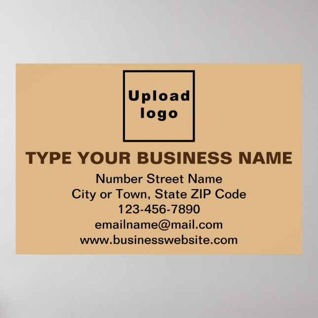 Business Brand on Light Brown Rectangle Poster (Front)