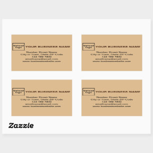 Business Brand on Light Brown Rectangle Sticker