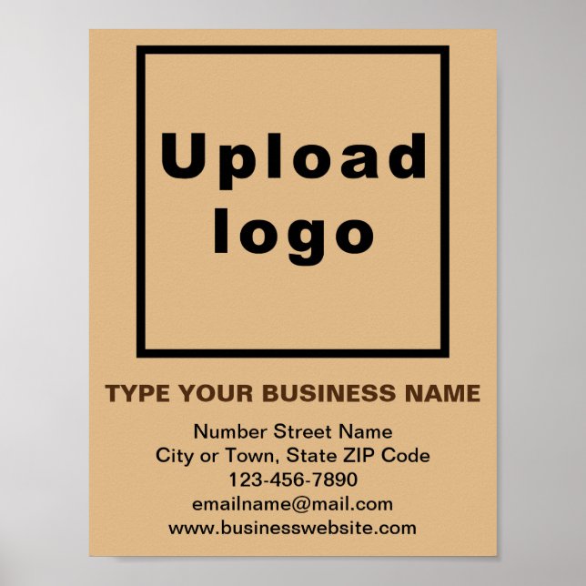 Business Brand on Light Brown Small Poster (Front)