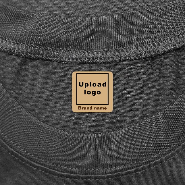 Business Brand on Light Brown Square Clothing (Light brown square clothing label with your business brand)