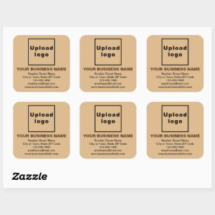 Business Brand on Light Brown Square Sticker