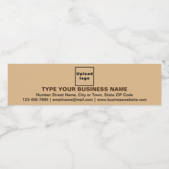 Business Brand on Light Brown Water Bottle Label (Single Label)