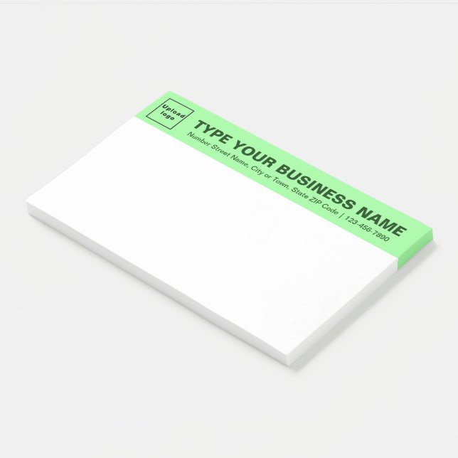 Business Brand on Light Green Heading of Large Post-it Notes (Angled)
