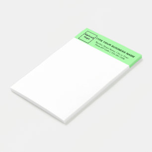 Business Brand on Light Green Heading of Long Post-it Notes