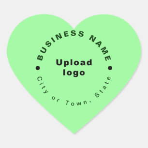 Business Brand on Light Green Heart Shape Sticker