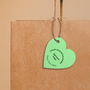 Business Brand on Light Green Heart Shape Tag