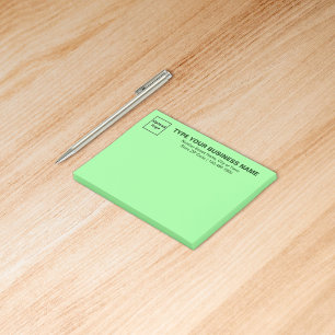 Business Brand on Light Green Rectangle Post-it Notes