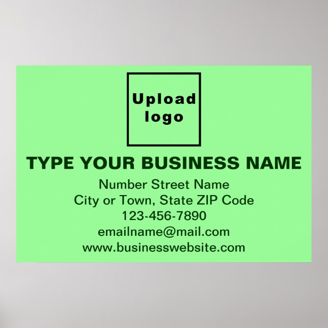 Business Brand on Light Green Rectangle Poster (Front)