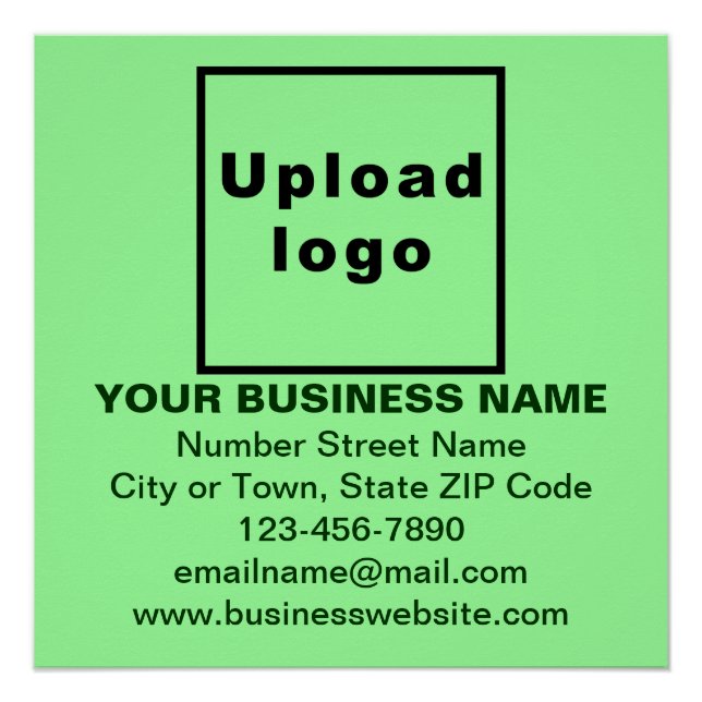 Business Brand on Light Green Square Glossy Poster (Front)