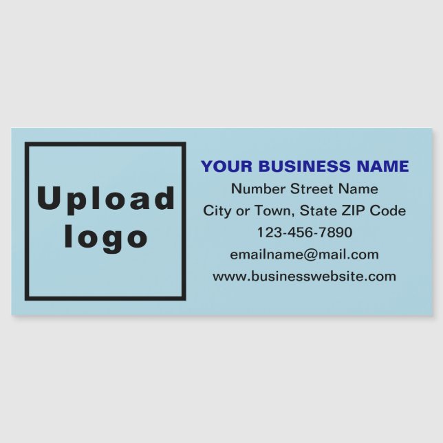 Business Brand on Long Light Blue Magnetic Card (Front)