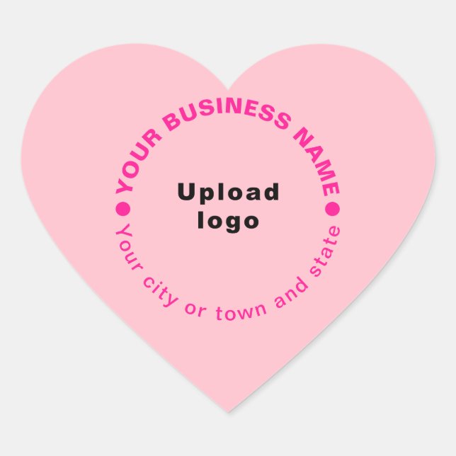 Business Brand on Monochrome Pink Heart Sticker (Front)