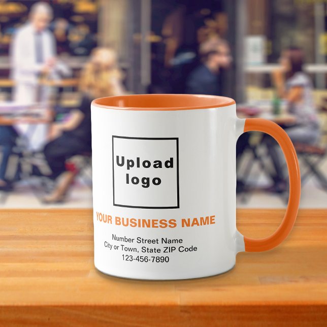 Business Brand on Orange Colour Combo Mug (Build brand name awareness. Your business brand on orange color combo mug.)