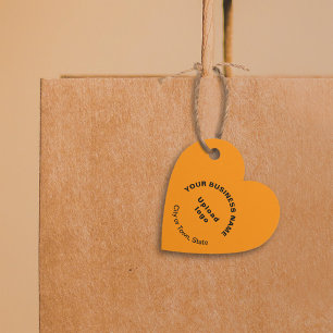 Business Brand on Orange Colour Heart Shape Tag