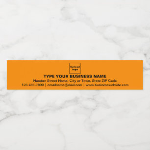 Business Brand on Orange Colour Slim Water Bottle Label