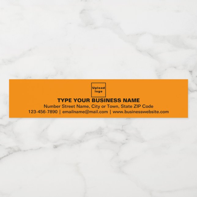 Business Brand on Orange Colour Slim Water Bottle Label (Single Label)