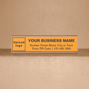 Business Brand on Orange Colour Standard Desk Name Plate