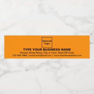 Business Brand on Orange Colour Water Bottle Label
