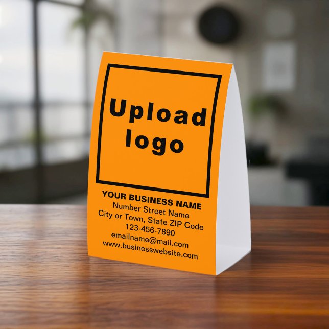 Business Brand on Orange Tent Style Table Sign (Orange paper table sign tent style with your business brand)