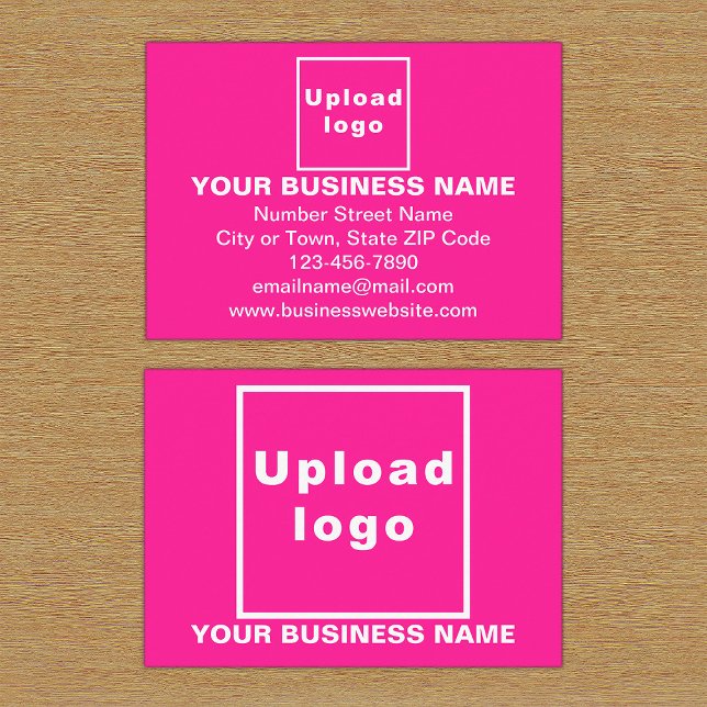 Business Brand on Pink Rectangle Enclosure Card (Front and back sides of pink enclosure card with your business brand.)