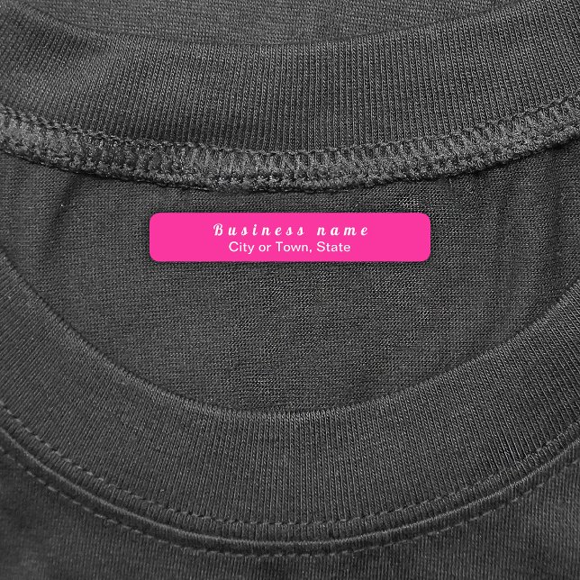 Business Brand on Pink Rectangle Iron On Label (Pink rectangle iron on label with your business brand)