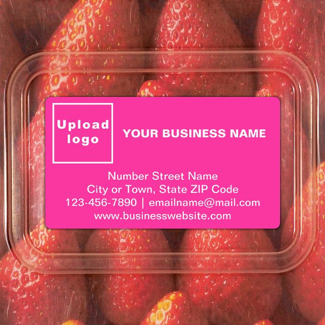 Business Brand on Pink Rectangle Label (Pink rectangle adhesive label with your business brand)