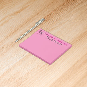 Business Brand on Pink Rectangle Post-it Notes