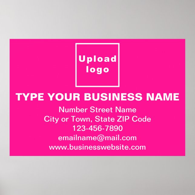 Business Brand on Pink Rectangle Poster (Front)