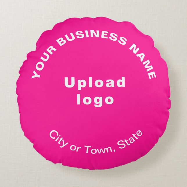 Business Brand on Pink Round Throw Pillow (Front)