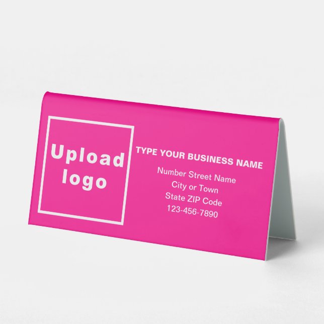 Business Brand on Pink Small Table Sign (Front)