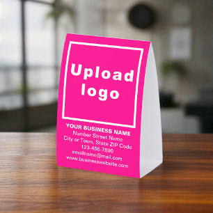 Business Brand on Pink Tent Style Table Sign