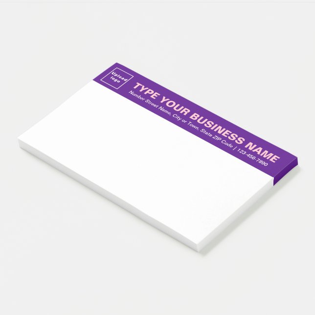 Business Brand on Purple Heading of Large Post-it Notes (Angled)