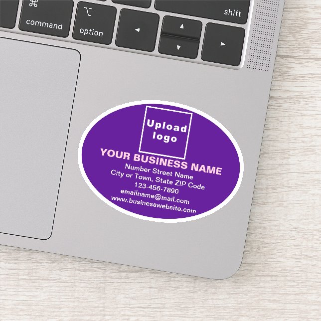 Business Brand on Purple Oval Shape Vinyl Sticker (Detail)