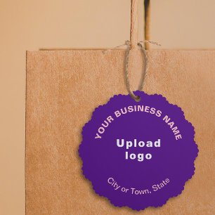 Business Brand on Purple Scalloped Paper Tree Decoration Card