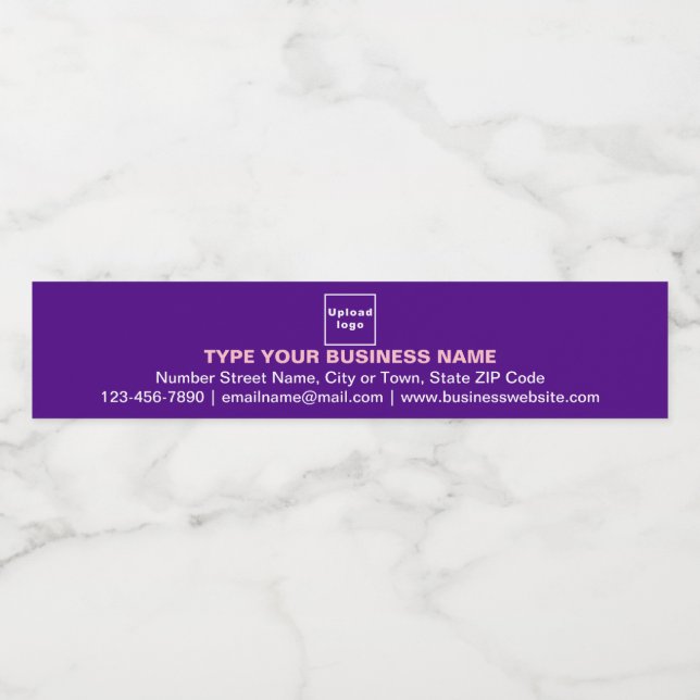 Business Brand on Purple Slim Water Bottle Label (Single Label)