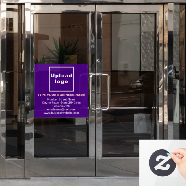 Business Brand on Purple Square Window Cling (Office Door)