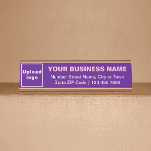 Business Brand on Purple Standard Desk Name Plate