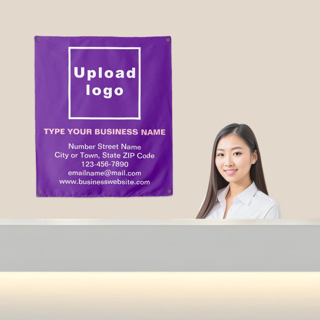Business Brand on Purple Tapestry (Business brand on purple tapestry in reception.)
