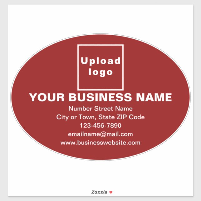Business Brand on Red Large Oval Vinyl Sticker (Sheet)