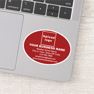 Business Brand on Red Oval Shape Vinyl Sticker