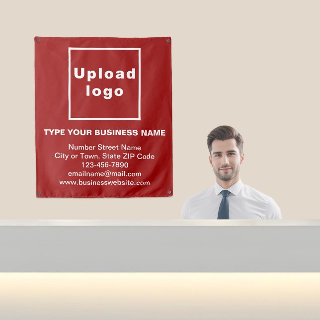 Business Brand on Red Tapestry (Business brand on red tapestry in reception.)