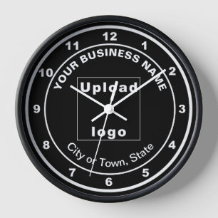 Business Brand on Round Black Wooden Frame Clock