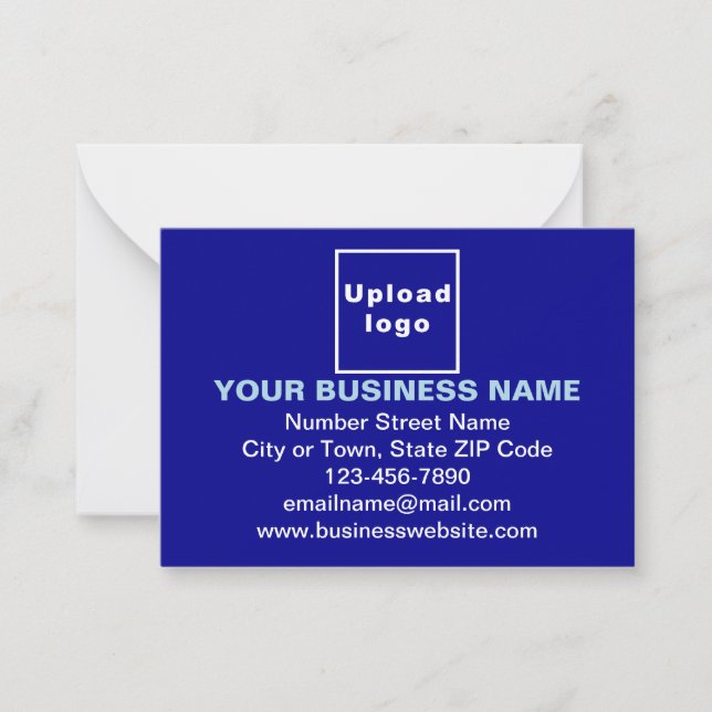 Business Brand on Small Blue Rectangle Flat Card (Front)