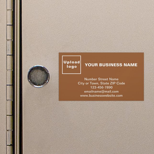 Business Brand on Small Brown Magnetic Card (Brown magnetic business card with your business brand)