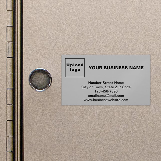 Business Brand on Small Grey Magnetic Card (Gray magnetic business card with your business brand)