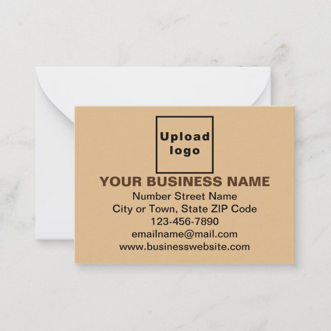 Business Brand on Small Light Brown Rectangle Flat Card (Front)