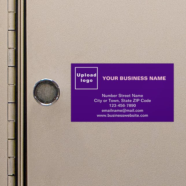Business Brand on Small Purple Magnetic Card (Purple magnetic business card with your business brand)
