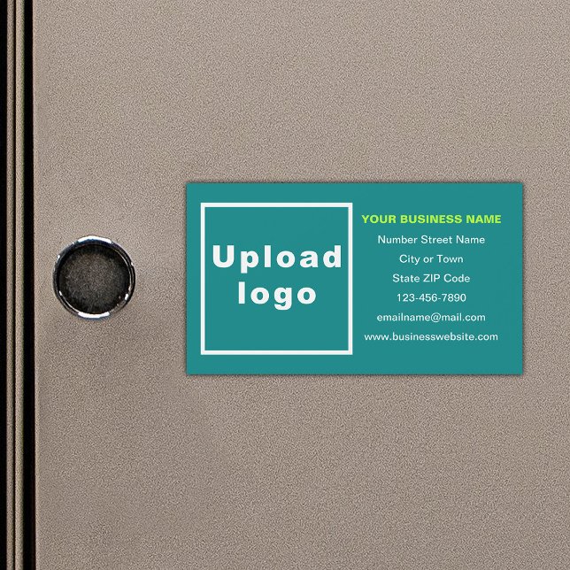 Business Brand on Teal Green Magnetic Card (Your business brand on small teal green rectangle magnetic card.)
